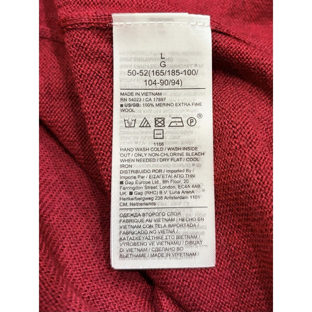 Banana Republic Sweater Mens L Dark Red Italian Merino Wool Baruffa Turtleneck - Picture 6 of 7